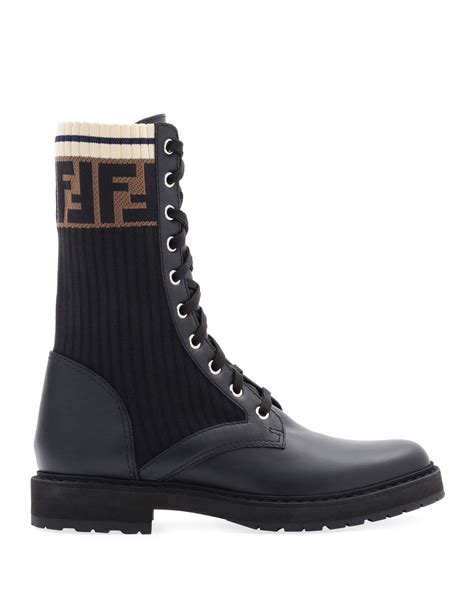 fendi leather and ff combat boots|thigh high Fendi boots.